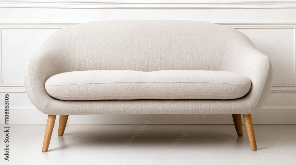 Fototapeta premium Modern cream sofa design stylish living room furniture minimalist space aesthetic concept