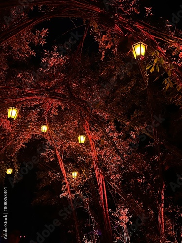 Lights tree dark