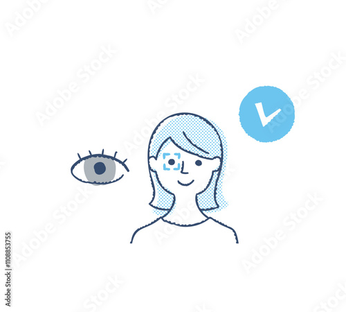 生体認証・ 虹彩認証をする女性