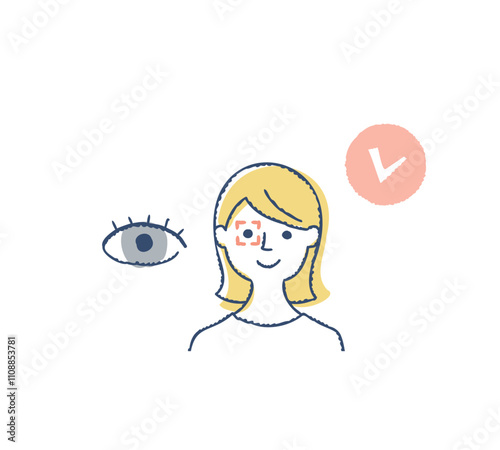 生体認証・ 虹彩認証をする女性