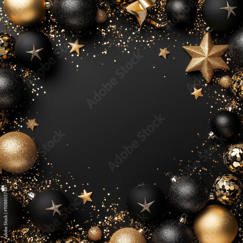 christmas background with golden balls