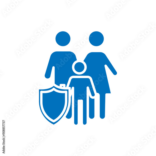 Family insurance icon Thin line illustration set
