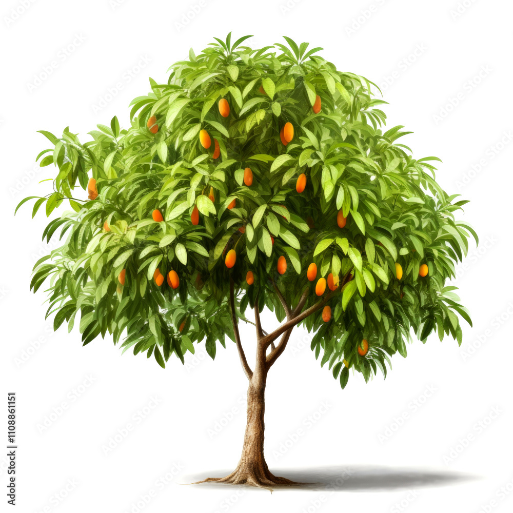 Lush mango tree laden with ripe fruit. Lush mango tree laden with ripe fruit.