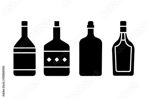 Rum Bottle | isolated silhouette vector illustration on white background