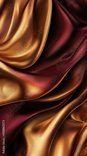 Luxurious Abstract Background with Rich Golden and Burgundy Waves