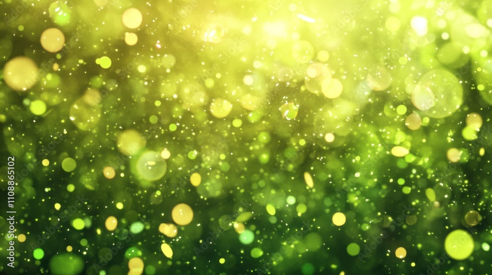 Obraz premium Abstract green bokeh background with light effects