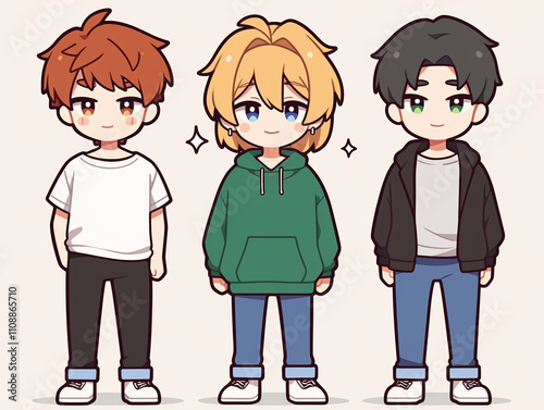 Stylish Anime Boys in Trendy Casual Outfits