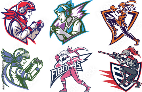 esport mascot logo, gaming logo, illustration