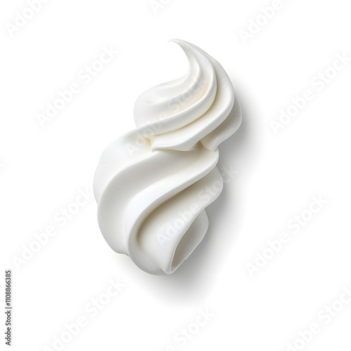 Delicious white whipped cream on white background isolated