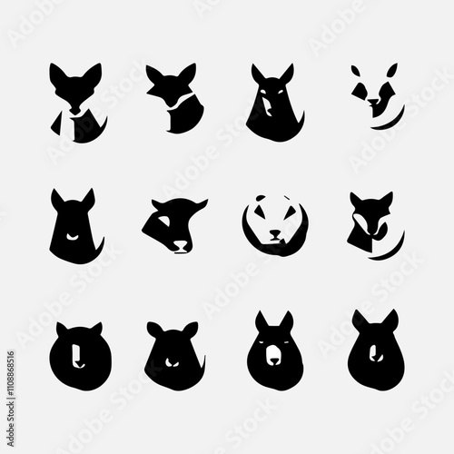 Collection of animal logos on White background