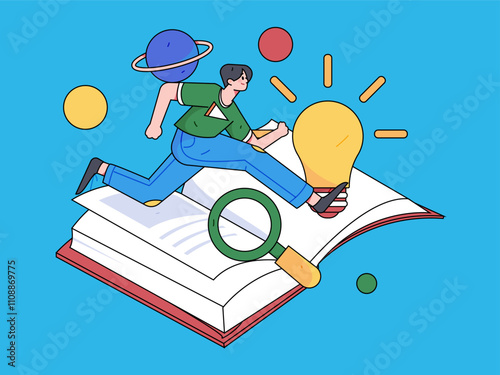 Character reading quietly vector concept operation hand drawn illustration
