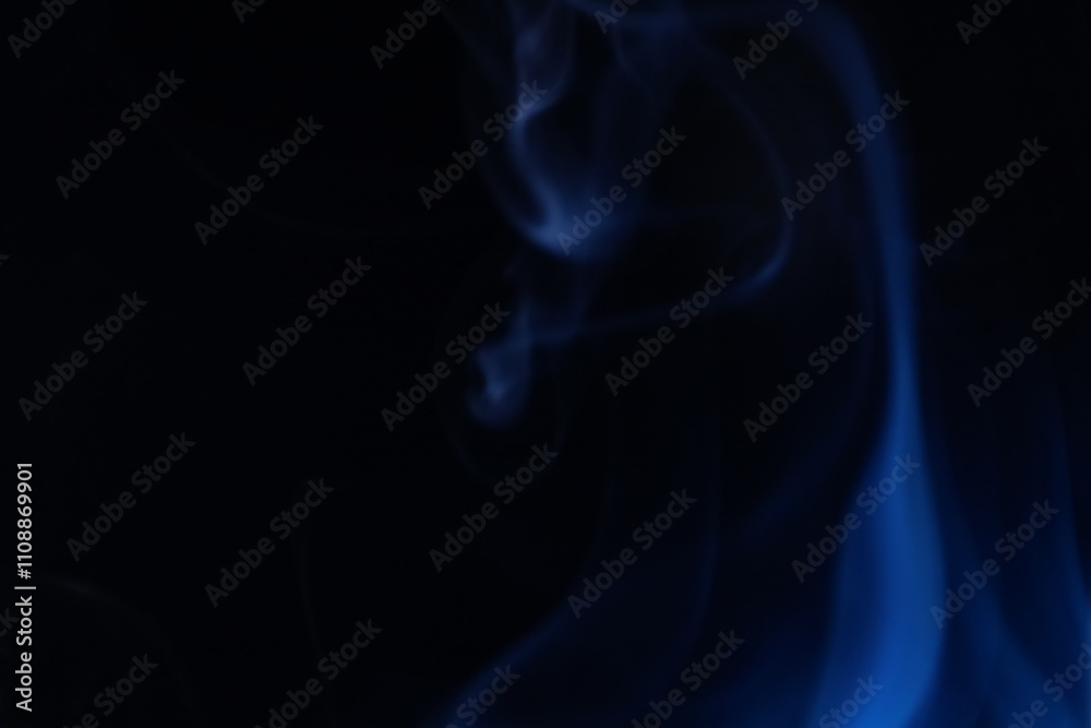 Obraz premium Navy blue coloured fog, bright lines, vibrant smoke on the dark background, colourful abstract, blue fog, fantastic shapes