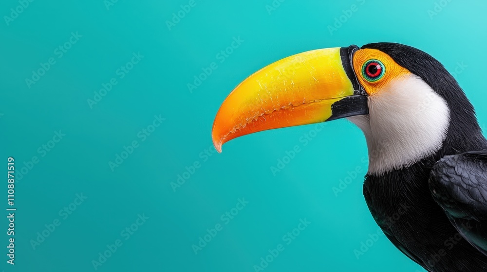 Fototapeta premium Vibrant Toucan Bird Profile Tropical Wildlife Exotic Avian Colorful Beak Jungle Bird
