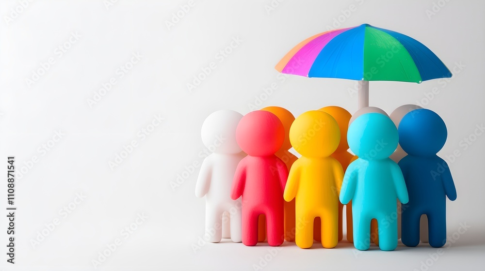 LGBTQ Allies Together Concept, Colorful Abstract Figures Group Under a Vibrant Rainbow Umbrella on a Minimalist Background LGBTQ Allies Together Concept, Colorful Abstract Figures Group Under a Vibrant Rainbow Umbrella on a Minimalist Background