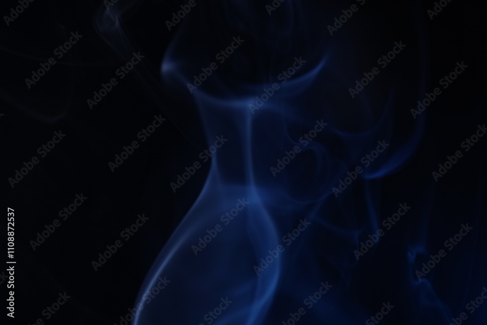 Obraz premium Navy blue coloured fog, bright lines, vibrant smoke on the dark background, colourful abstract, blue fog, minimalism, line of light