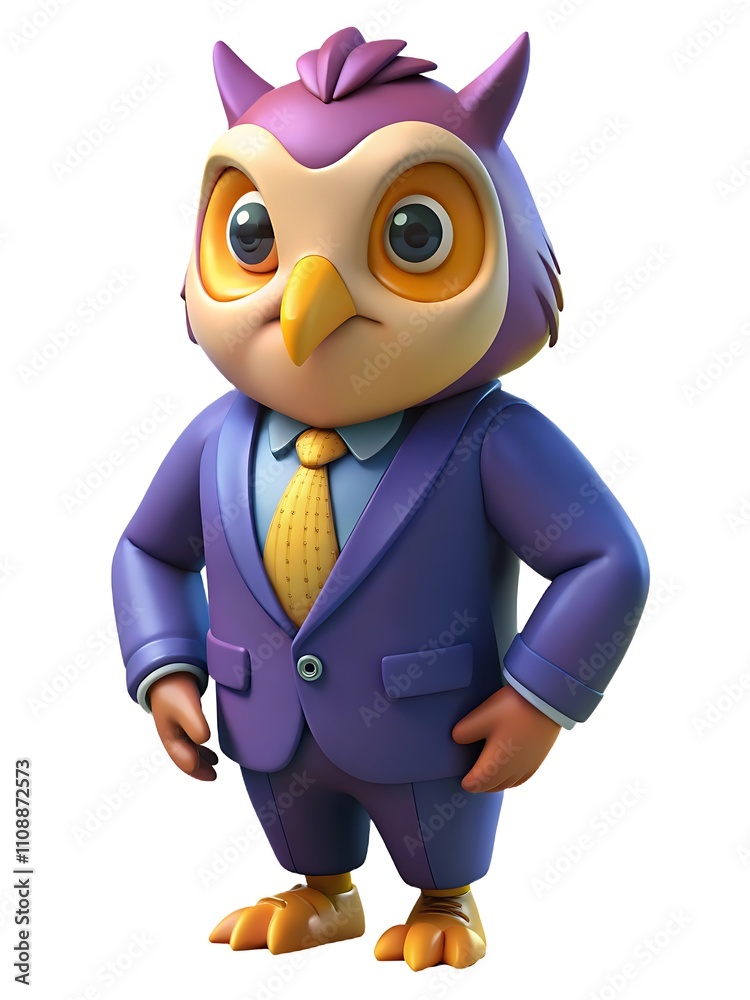 Obraz premium スーツを着た 3D フクロウ、プロのビジネス フクロウのキャラクター