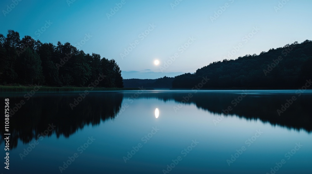 Sharad Purnima night with glowing full moon reflecting on water Sharad Purnima night with glowing full moon reflecting on water
