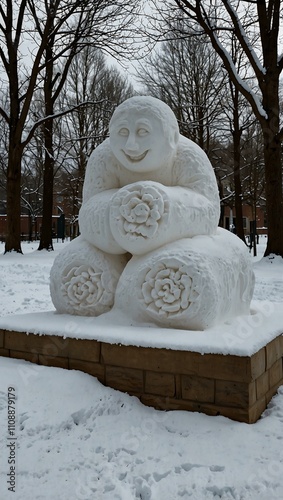 Snow sculpture representing the outgoing year.