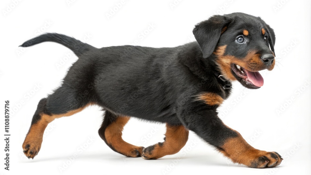 Stunning Beauceron Puppy Isolated on White Background - Adorable Dog Photography, Purebred Canine, Playful Pet, High-Quality Image for Love, Companionship, and Dog Breeds Stunning Beauceron Puppy Isolated on White Background - Adorable Dog Photography, Purebred Canine, Playful Pet, High-Quality Image for Love, Companionship, and Dog Breeds