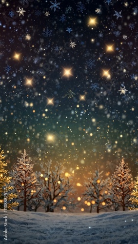 Snowflakes, stars, and Christmas bokeh video background.