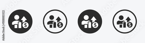Salary increase vector icon design concepts. Salary increase vector icon collection. Payment increase icon