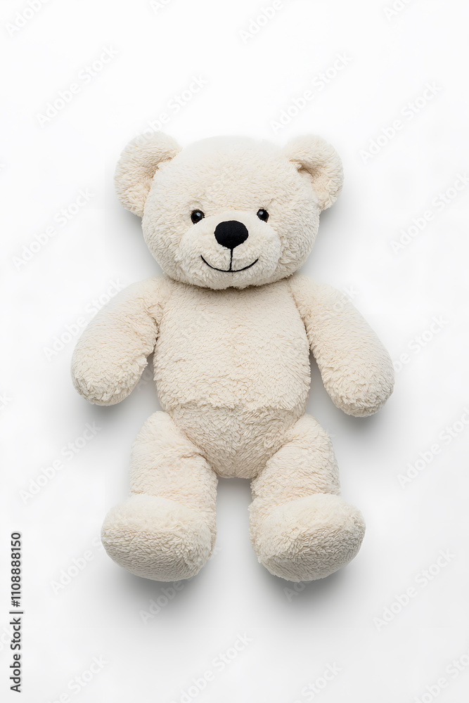 Fototapeta premium White teddy bear toy, isolated on white background