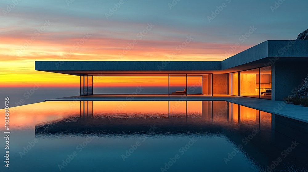 Smart windows futuristic home twilight wideangle shot adjustable tinting offering a hightech aesthetic with seamless transitions in lighting