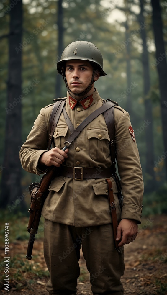 Fototapeta premium Soldier from World War history.
