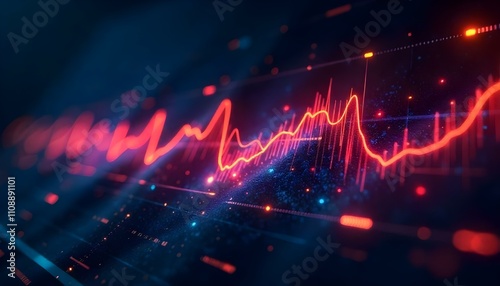 Wallpaper Mural Futuristic data visualization with colorful graphs, charts, and digital waveforms against a dark background Torontodigital.ca