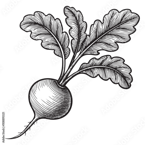 radish sketch engraving drawing vector illustration