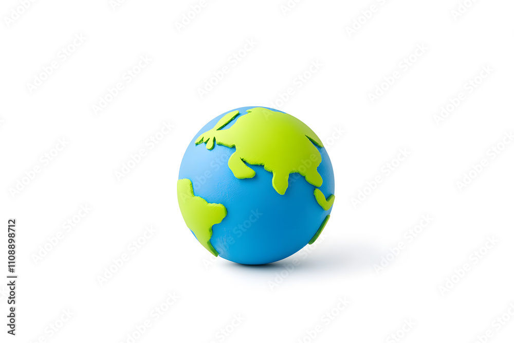 Fototapeta premium Clay earth globe with continents and oceans, isolated on white background