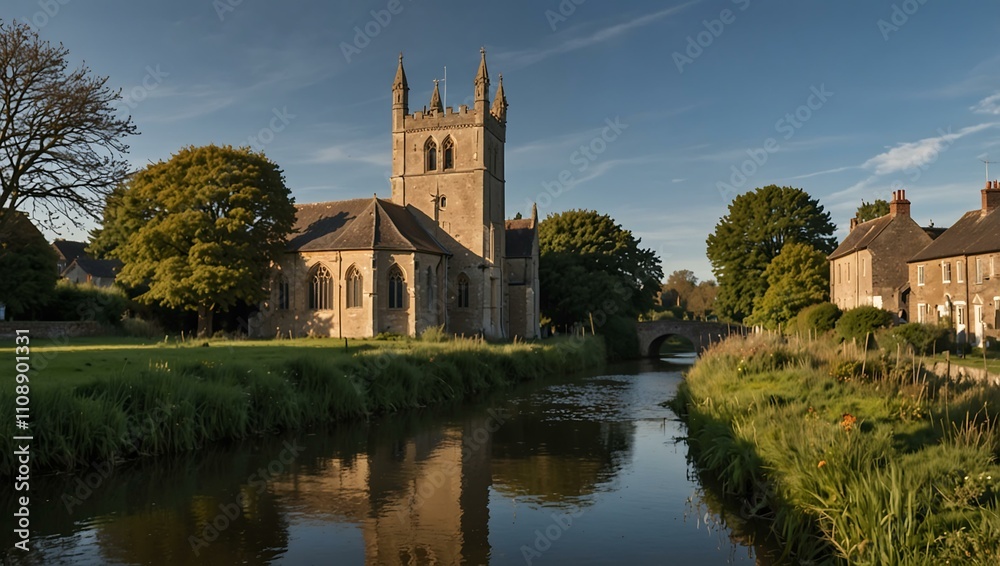 St. Cyr Church and Stroudwater Canal, Gloucestershire, UK. St. Cyr Church and Stroudwater Canal, Gloucestershire, UK.