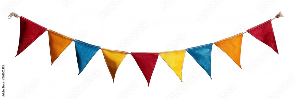 Obraz premium Colorful party flag banners isolated on a transparent background. 