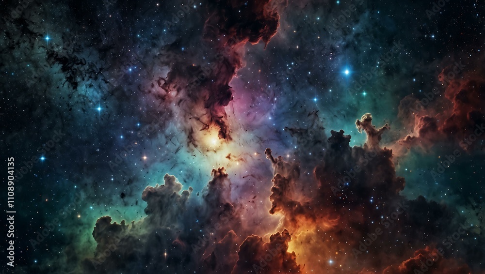 Fototapeta premium Starry background with twinkling stars and nebulae.