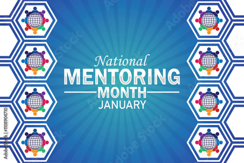 National Mentoring Month January wallpaper with shapes and typography, banner, card, poster, template. National Mentoring Month January, Modern background