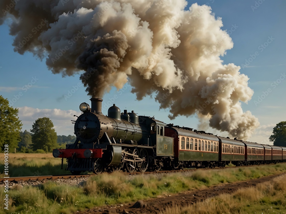 Naklejka premium Steam train in motion.