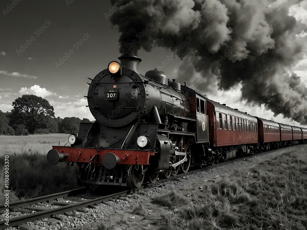 Naklejka premium Steam train in motion.