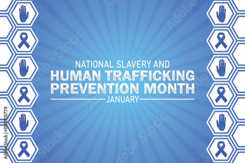 National Slavery And Human Trafficking Prevention Month January wallpaper with shapes and typography, banner, card, poster, template. National Slavery And Human Trafficking Prevention Month January