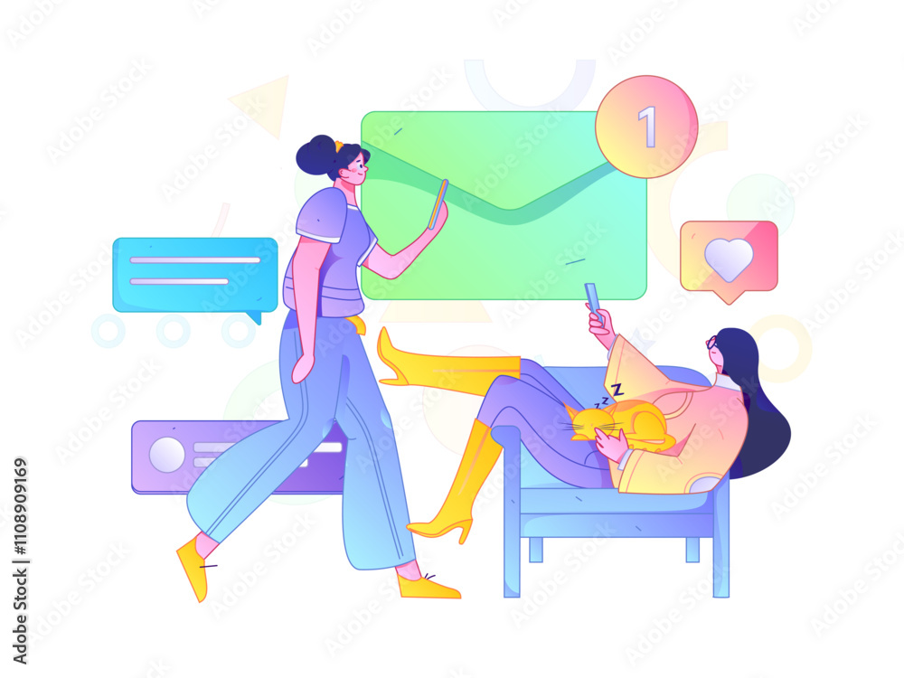 Fototapeta premium Communicate with consultants flat vector character concept operation hand drawn illustration 