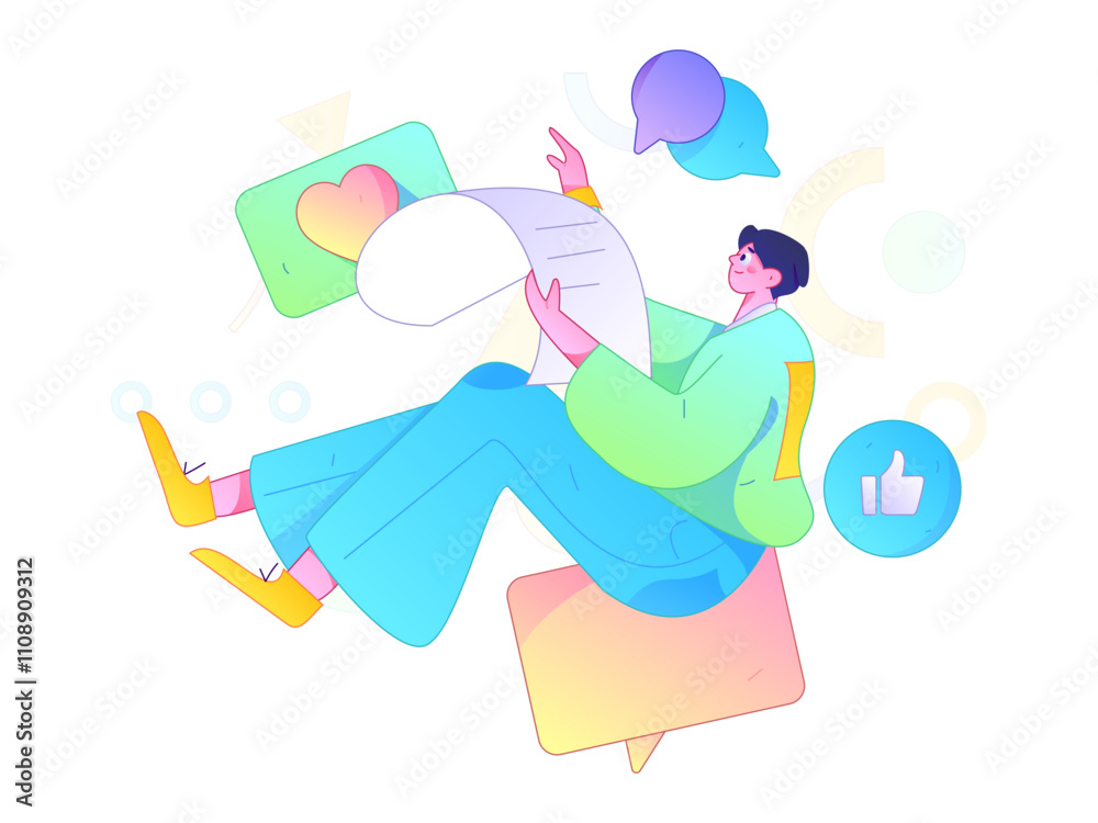Obraz premium Communicate with consultants flat vector character concept operation hand drawn illustration 