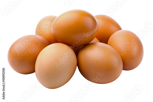 Transparent background stock image of fresh chicken eggs, ideal for advertisements, blogs, and presentations. photo