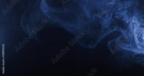 Panoramic view of the abstract fog. White cloudiness, mist or smog moves on black background. Beautiful swirling gray smoke. Mockup for your logo. Wide angle horizontal wallpaper or web banner.