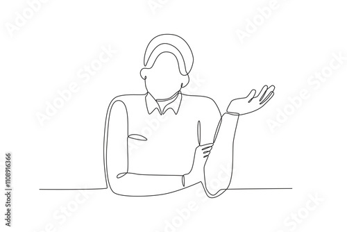 Single continuous line drawing of Employees who are stressed at work. Dynamic single line draw design graphic vector illustration.

