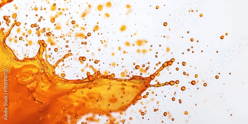 A vibrant splash of orange liquid against a white background, showcasing dynamic movement and energy.