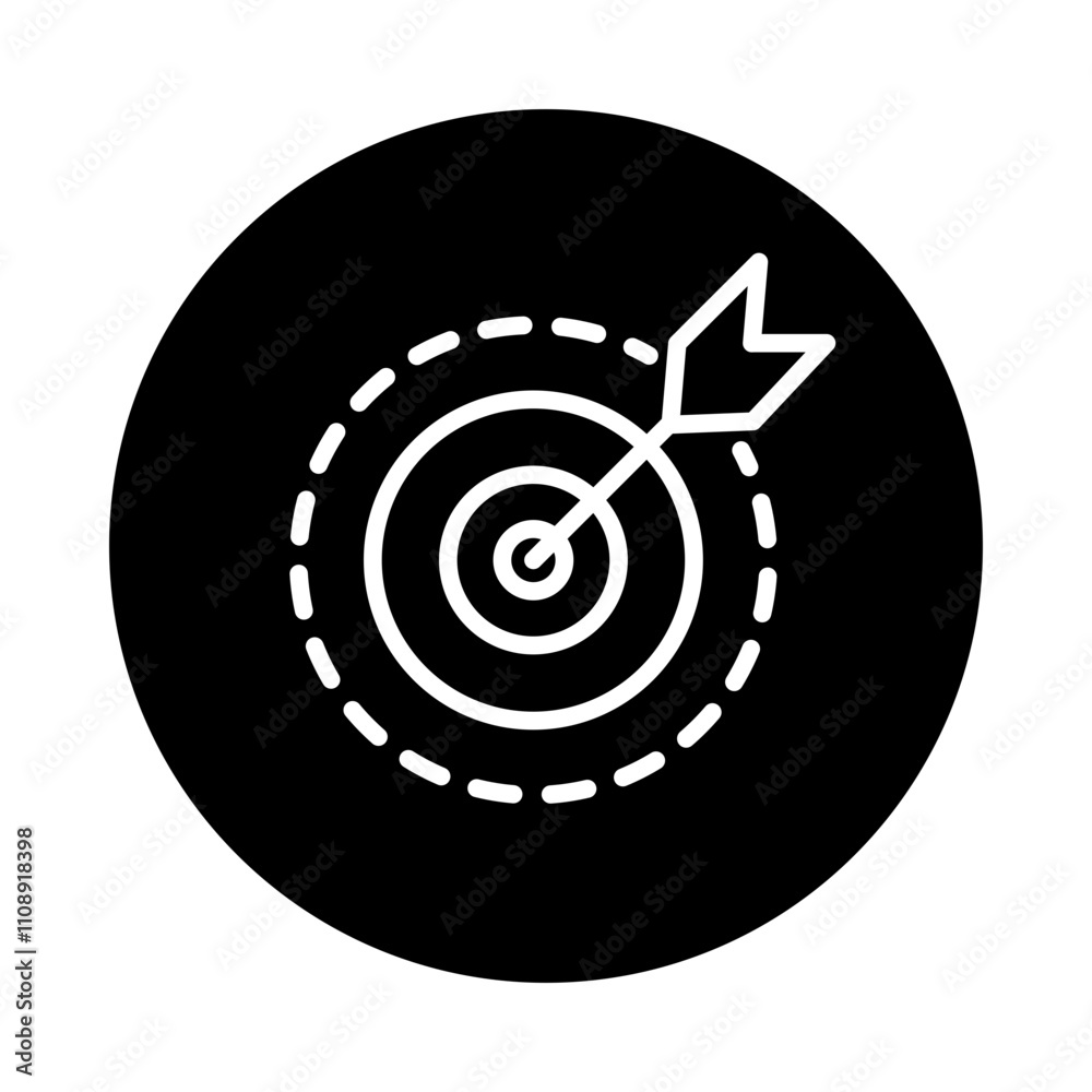 Purpose Icon – Target with Arrow Representing Goals, Ambition, and Focus Purpose Icon – Target with Arrow Representing Goals, Ambition, and Focus
