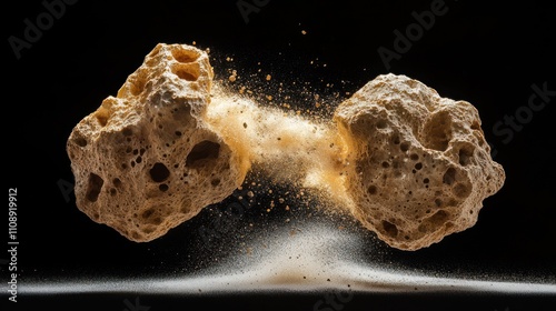 Two porous rocks collide creating a dust cloud