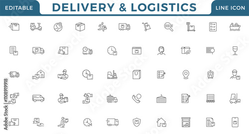 Delivery and logistics line icons set. Shipping icon collection
