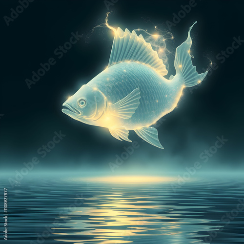 Surreal Fantasy iPhone Wallpaper with Giant Ethereal Fish Swimming