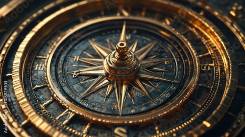 Wallpaper Mural Ornate Golden Compass: A Journey's Beginning Torontodigital.ca