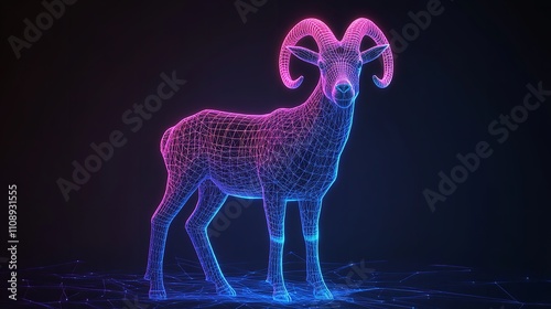Goat Digital Polygon Vector Isolated Line Illustration